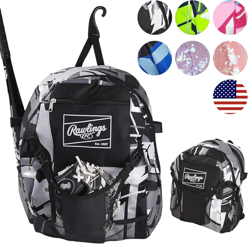 Rawlings | REMIX Backpack Equipment Bag | T-Ball & Youth Baseball / Softball | Black