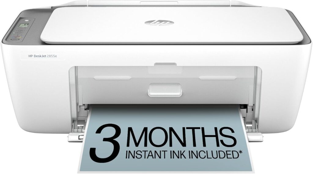 HP DeskJet 2855e Wireless All-in-One Color Inkjet Printer, Scanner, Copier, Best-for-home, 3 month Instant Ink trial included. This printer is only 2.4 ghz capable. (588S5A)